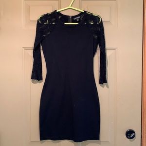 Express Bodycon short dress with lace 3/4 sleeve detail